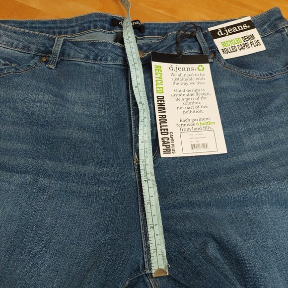 Women's D.JEANS Plus Size Recycled Denim Rolled Capri Blue Jeans Size 20 - Picture 11 of 11